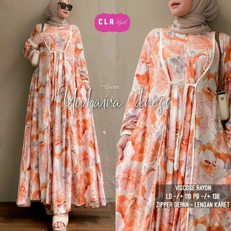 Yuhaira Dress, GAMIS MUSLIM CANTIK BUSUI FIT XL LD 106 BAHAN VISCOSE RAYON IMPORT ZIPPER BUSUI TERMURAH OOTD