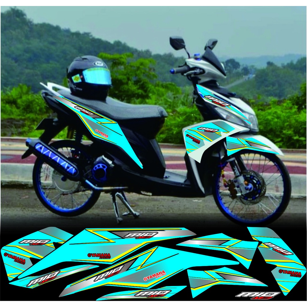 Jual Stiker Striping MIO M3 Variasi 02 Desain Racing - Biru