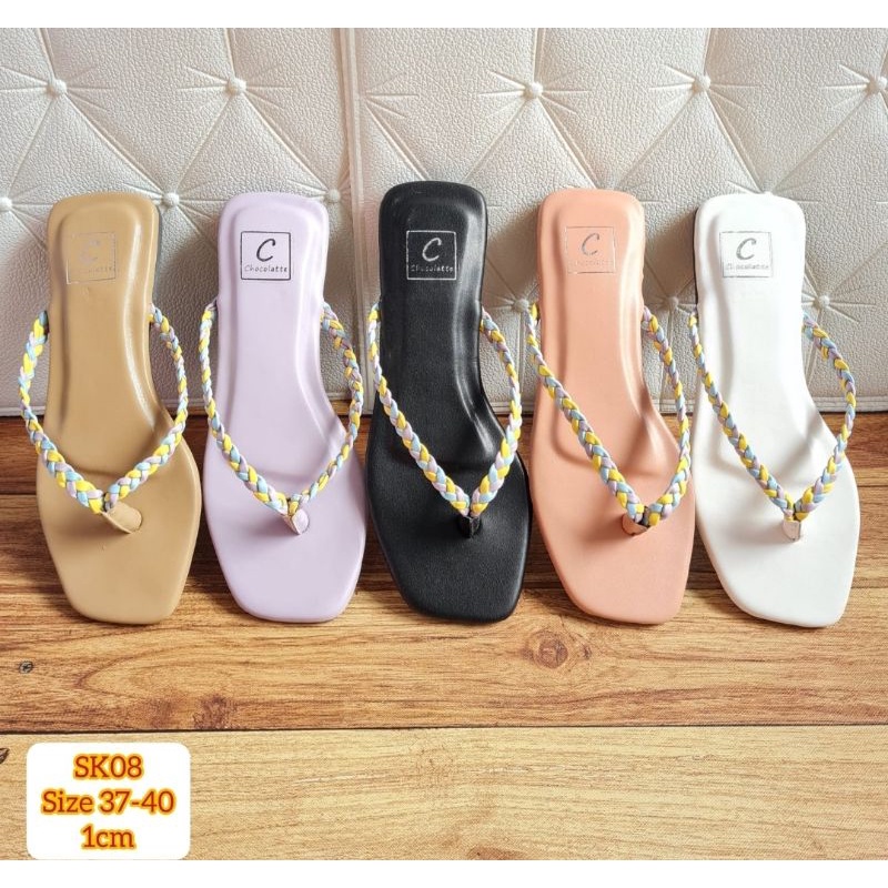 ABBUSHOES Sk 08 flat teflek kepang jepit kombinasi 1cm