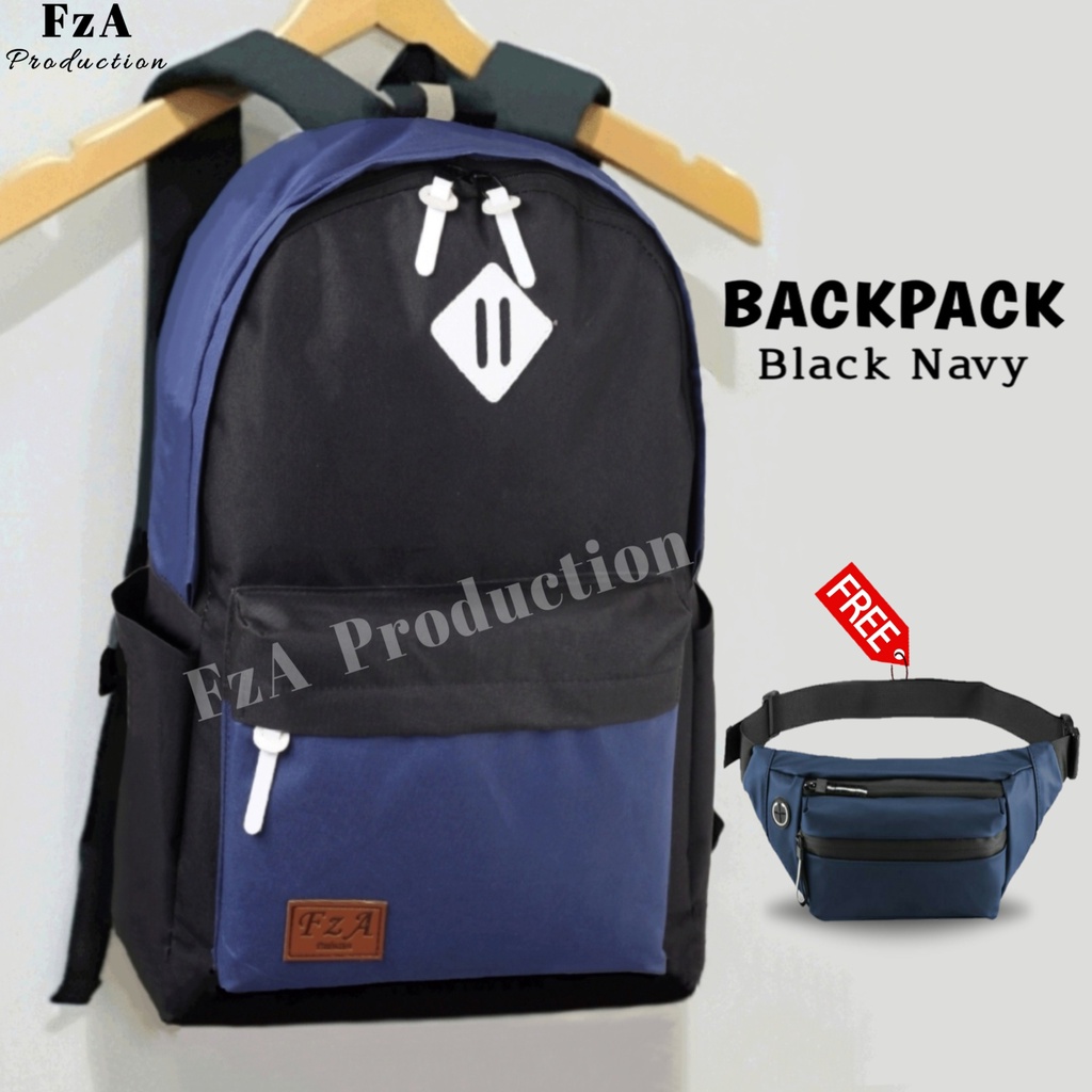 Tas Ransel  Punggung Distro Casual Pria Wanita / Tas Ransel Laptop Original FzA FREE Tas Waistbag Trendy