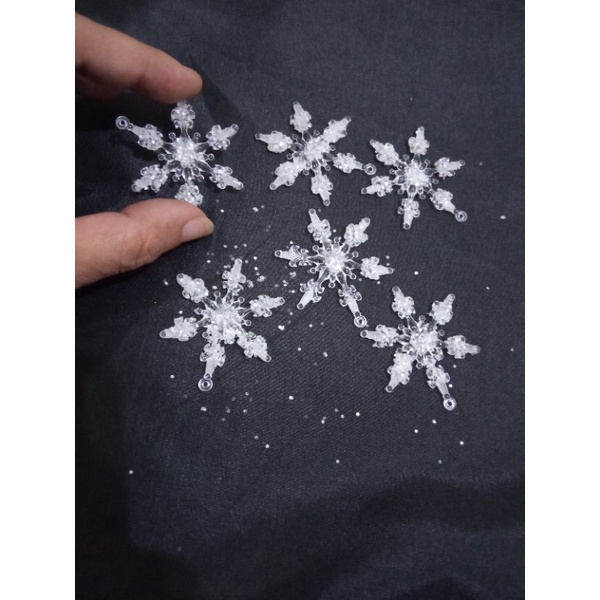 hiasan natal snowflake akrilik 4.5 cm 6pcs