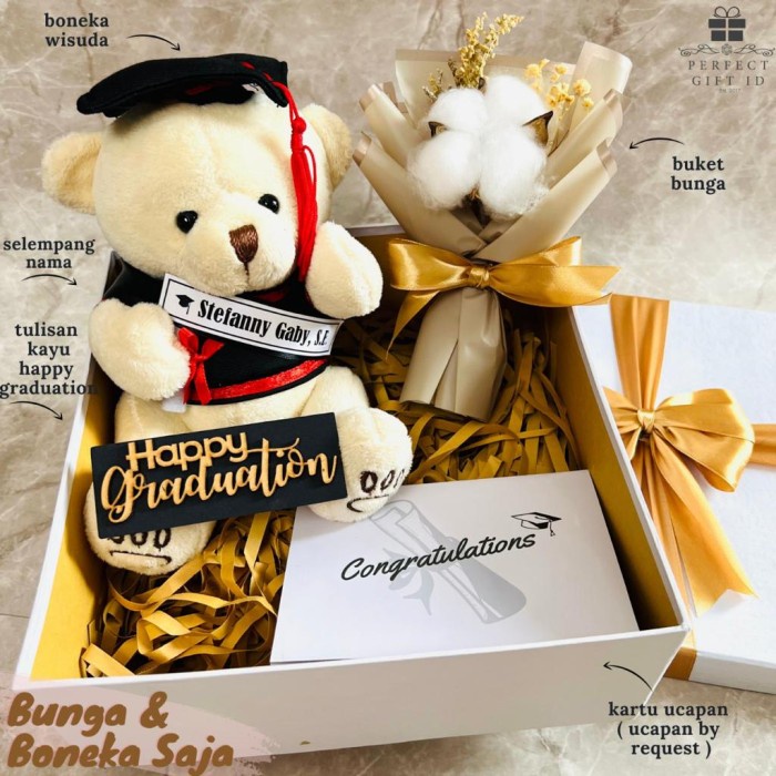 

(COD) HADIAH WISUDA / KADO WISUDA / HAMPERS WISUDA / HAMPERS GRADUATION - Bunga&Boneka Sj, Merah
