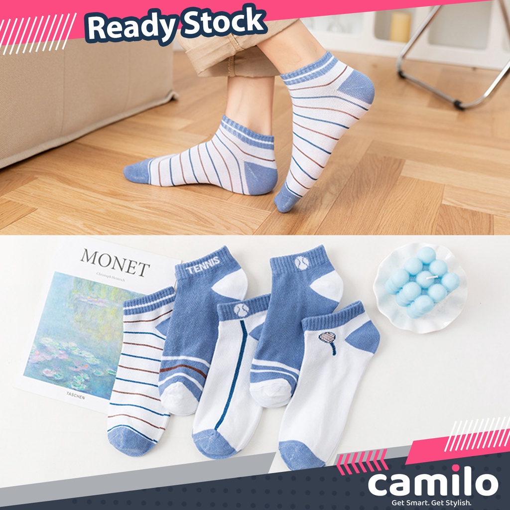 ☀CAMILO☀ KK06 Kaos Kaki Wanita Motif Bola Tennis Kaoskaki Bola tenis Fashion Korea Women Sock Import