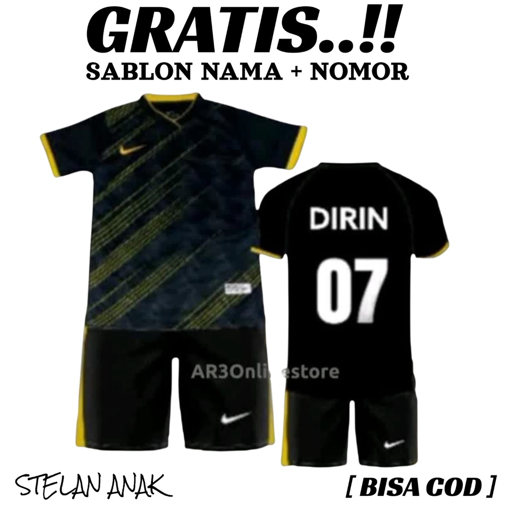 ( FREE SABLON NAMA &amp; NOMOR ) Baju olahraga anak laki/perempuan usia 5-13tahun kaos badminton bulutangkis sepak bola futsal voli tenis meja timnas indonesia