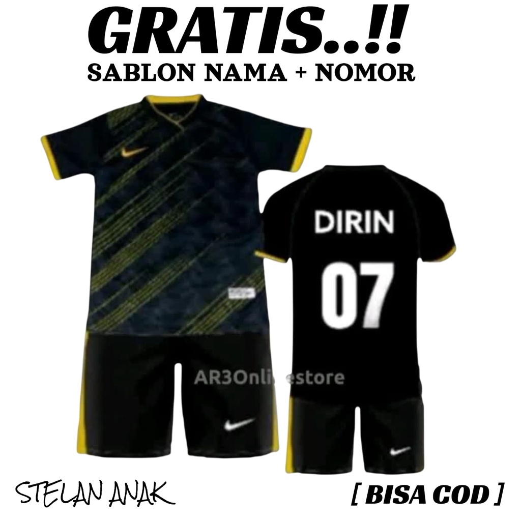 ( FREE SABLON NAMA &amp; NOMOR ) Baju olahraga anak laki/perempuan badminton bulutangkis bola futsal volly usia SD SMP