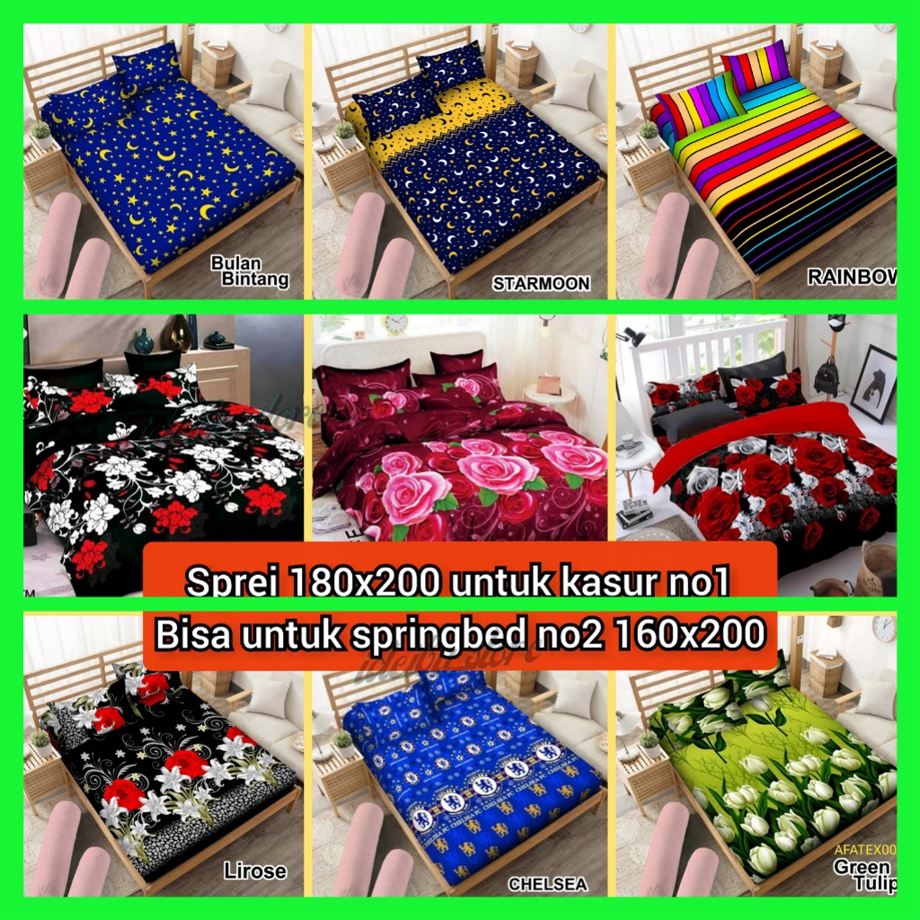 sprei 180x200 120x200  kasur kapuk no1 homemade tulip karakter tedy bear kuda poni rainbow set sarun