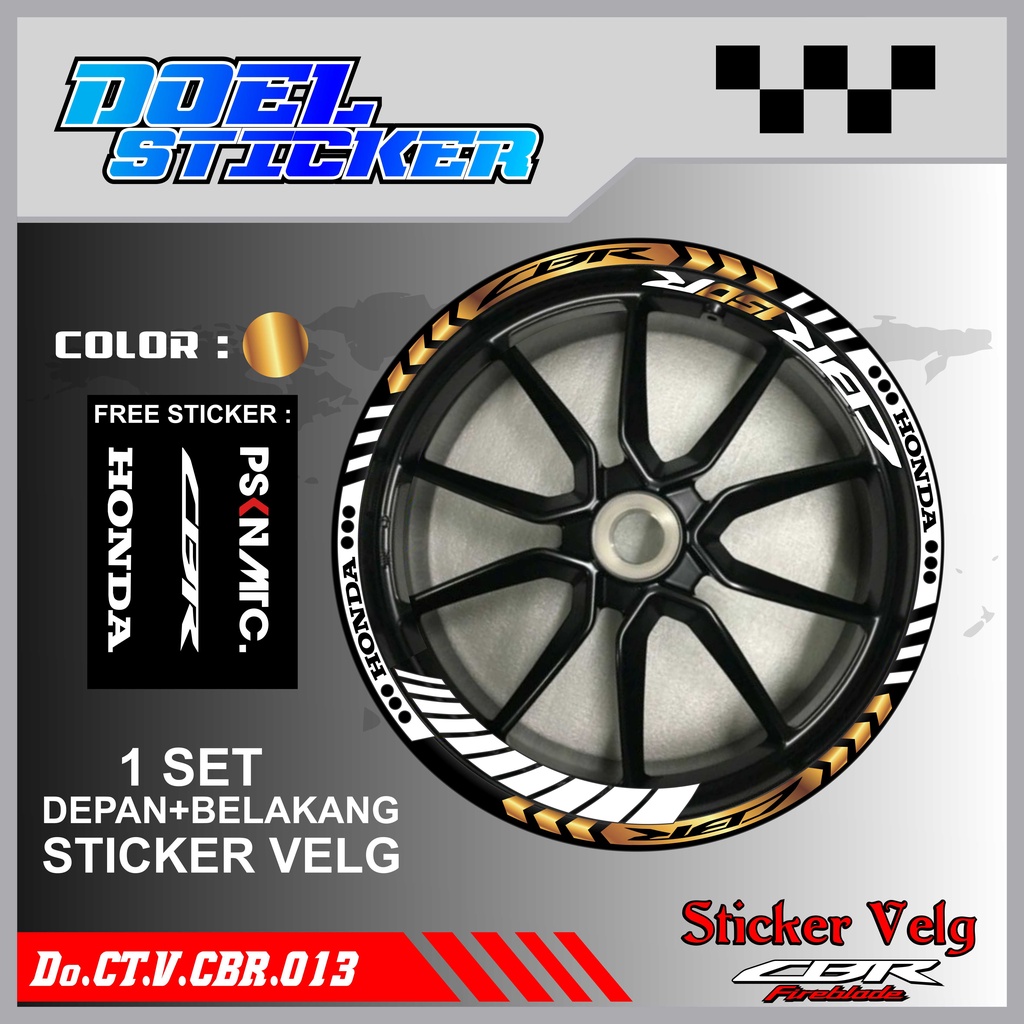 Stiker Cutting Velg CBR 150 Racing Lis List Variasi Custom Set Depan Belakang Doel 013