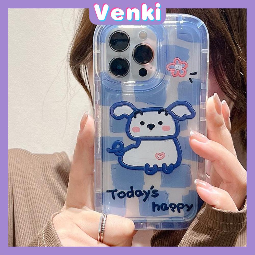 Case For iPhone 14 Pro Max TPU Soft Jelly Airbag Case Clear Blue Cartoon Cute Dog Case Camera Protection Shockproof For iPhone 14 13 12 11 Plus Pro Max 7 Plus X XR