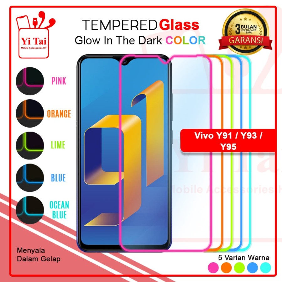 TEMPERED GLASS GLOW IN THE DARK YI TAI VIVO Y91C Y1S - GA