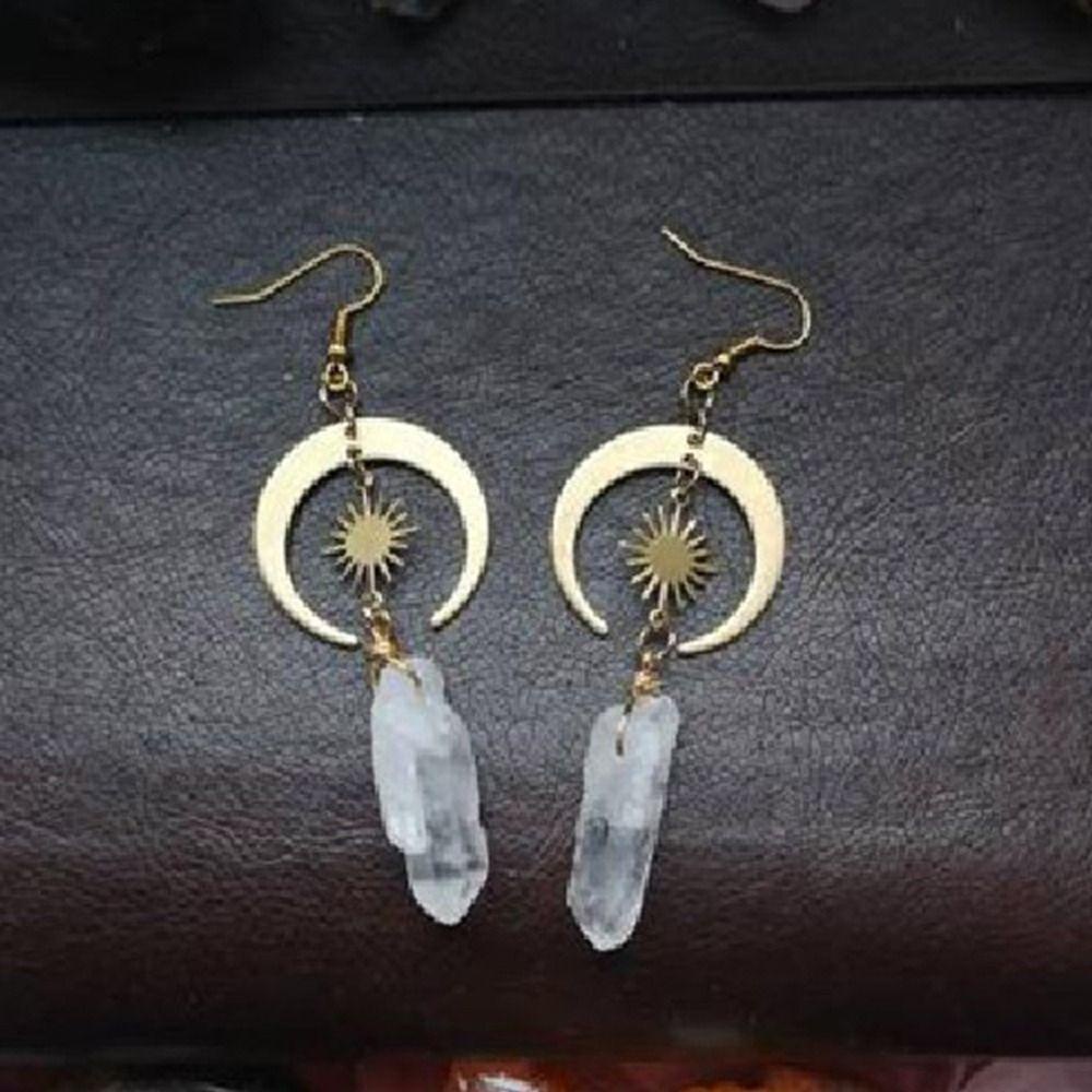 Mxbeauty Wanita Anting Individu Berlebihan Sederhana Bohemia Bulan Niche Desain Bunga Matahari Paduan Drop Anting-Anting Gaya Korea Menjuntai Anting-Anting