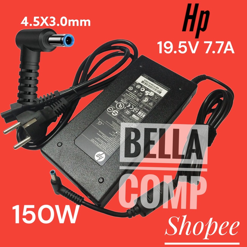 Asli 19.5V 7.7A 150W Power Supply Adaptor Laptop HP ADP-150XB G4 ZBook 15 Studio G3 HSTNN-C87C 3pro TPN-Q193 Charger/150W 7.7A AC Adapter Charger untuk HP Pavilion Gaming 15 17 Laptop Zbook 15 G3 G4 G5 G6 OMEN 15 17 TPN-DA03 TPN-DA09 775626-003