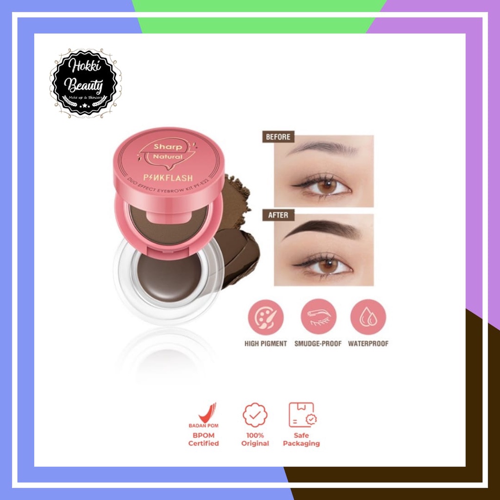 PINKFLASH (E22) 2-in-1 Eyebrow Cream &amp; Powder Gel pomade kosmetik alis Waterproof smudge-proof high pigment lasting Multi-uses