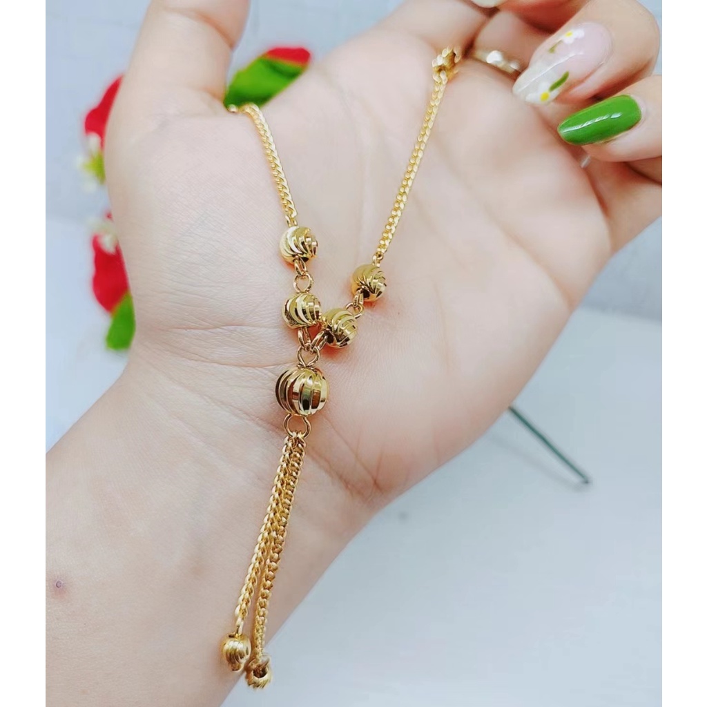 Kalung Xuping Biji Bola Lapis Emas 24k Perhiasan Fashion W37/38/39 （Panjang 60-70cm)