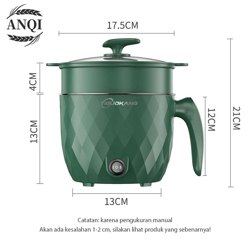 ANQI 1888 Panci Elektrik Teflon Serbaguna / 1.8L Multifungsi Free Kukusan Stainless VS-1854