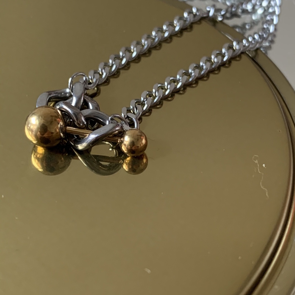 Kalung sisik silver cantol tongkat bola gold titanium anti karat harga grosir bisa cod