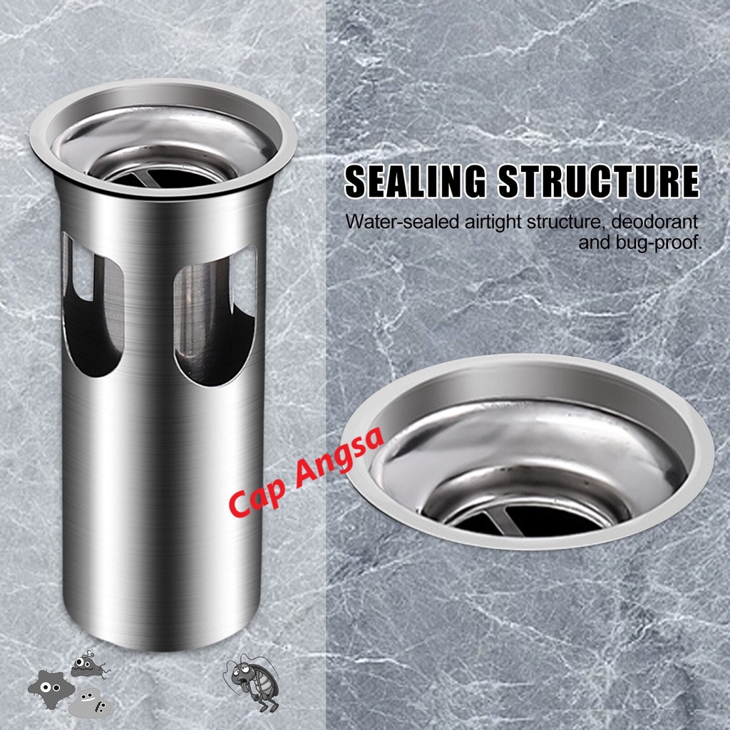 FLOOR DRAIN ODOUR TRAP STAINLESS STEEL METAL SARINGAN FILTER ANTI BAU GOT SERANGGA KECOA KAMAR MANDI