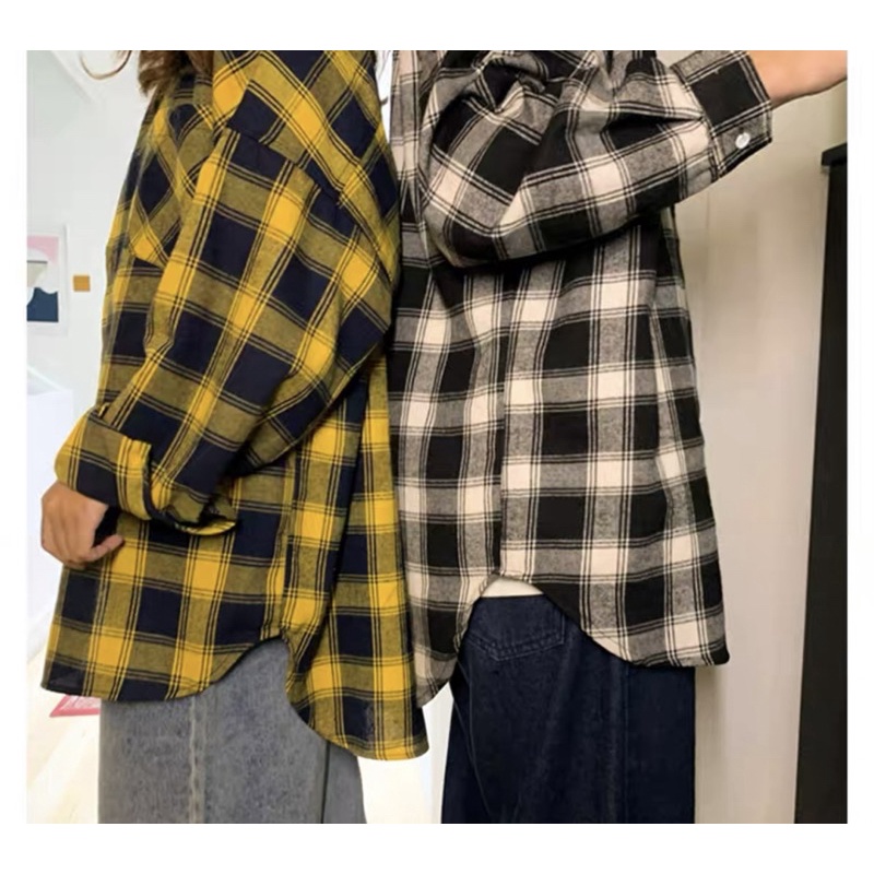 Cherry_ Kemeja kotak Uniql* flanel import / Oversize kotak / kemeja kotak tartan unisex bisa buat cewe/cowo/couple