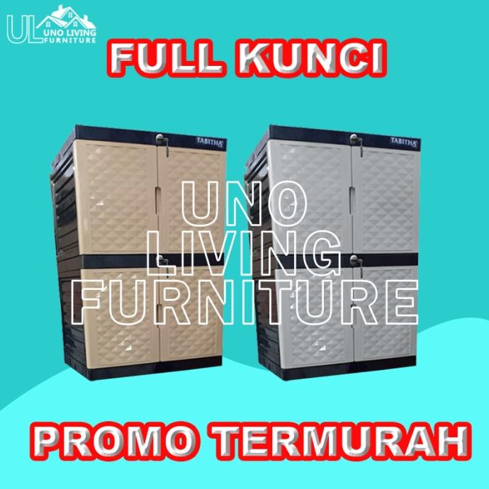 

LEMARI PAKAIAN PLASTIK 2 SUSUN FULL KUNCI LEMARI TABITHA TABITHA stock ready