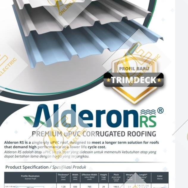 Alderon RS Trimdeck - Atap uPVC Single Layer - Lite Grey