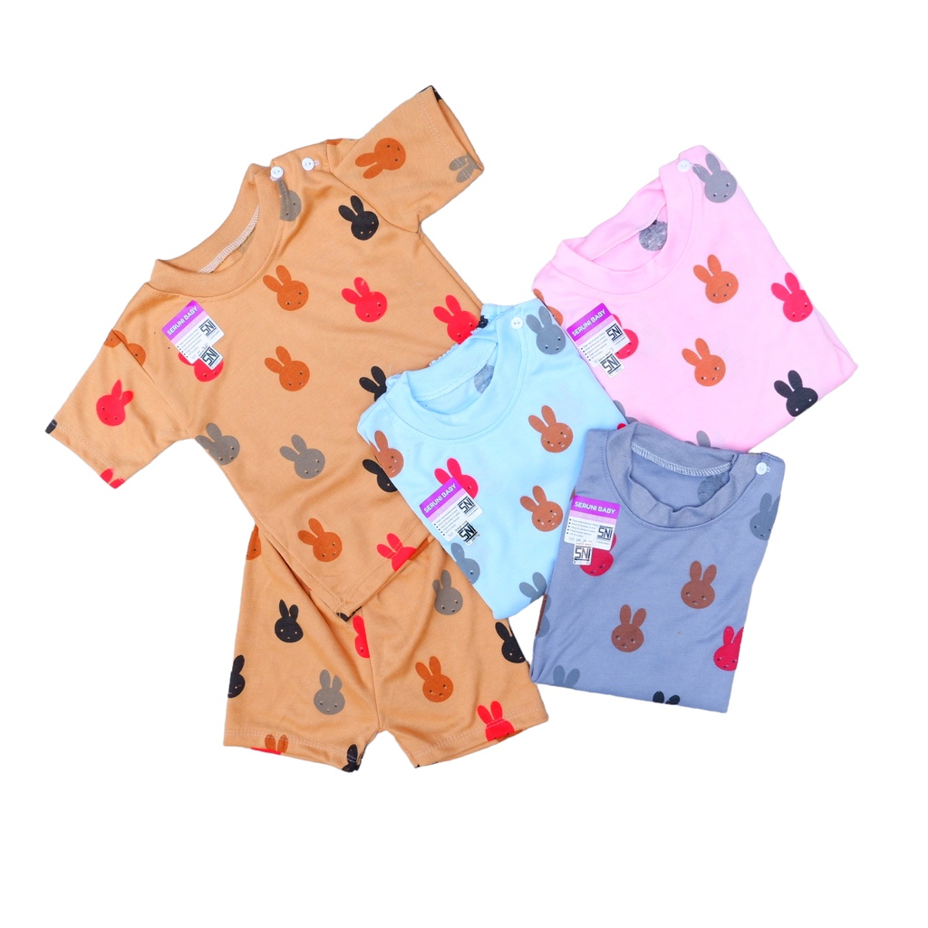 SETELAN BAJU BAYI SNI 3-18 BULAN VARIAN WARNA MOTIF BUNNY