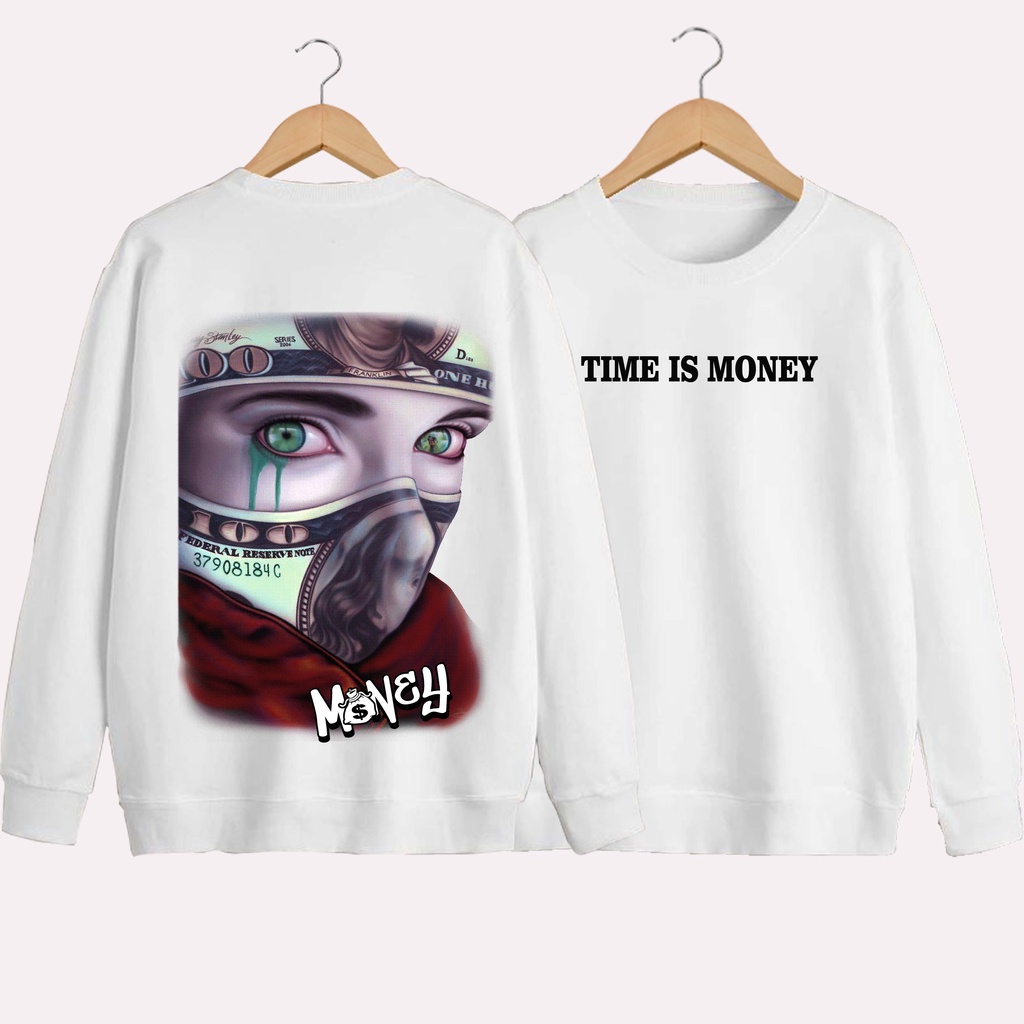 SWEATER UNISEX DB TIME IS MONEY PRIA DAN WANITA SWEATER JUMBO