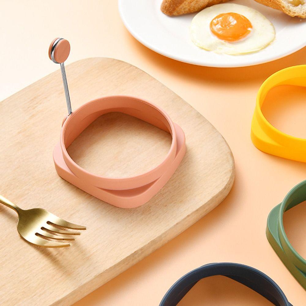 [Elegan] Egg Ring 5pcs Cooking Reversible Bulat/Persegi Dengan Pegangan Anti Lengket Pancake Shaper