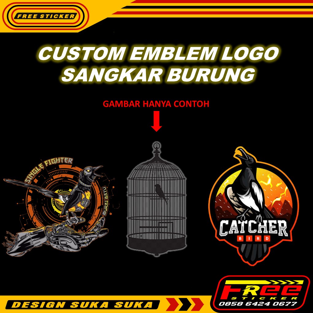 Custom Emblem Logo Sangkar Burung Bahan Plat Alumunium Design Suka Suka