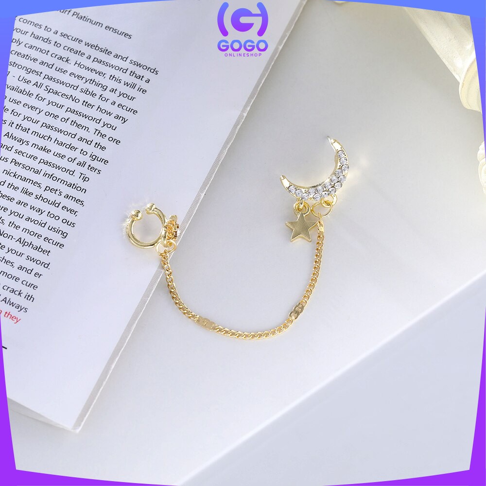GOGO-K118 Anting Korea Motif Kupu Kupu Untuk Telinga Kiri Aksen Mutiara Wanita Tanpa Tusuk / Anting Klip Cewek Korean Style