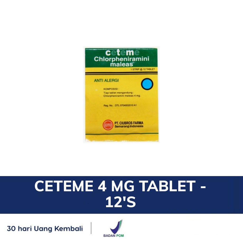 CTM Obat Alergi Perstrip 12 Tablet/CeTeMe Obat Gatal