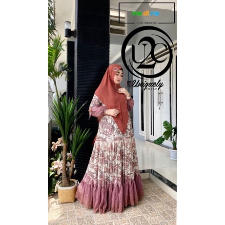 gamis set khimar alina syari premium motif busui u2c