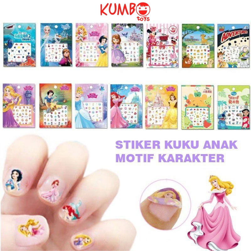 Stiker Kuku Anak Perempuan Karakter Sticker Nail Art Motif Princess Disney