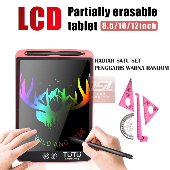 

Papan Tulis Papan Tulis Anak-Dewasa Lcd Writing Tablet 12"Dgn Partial Delete Warna