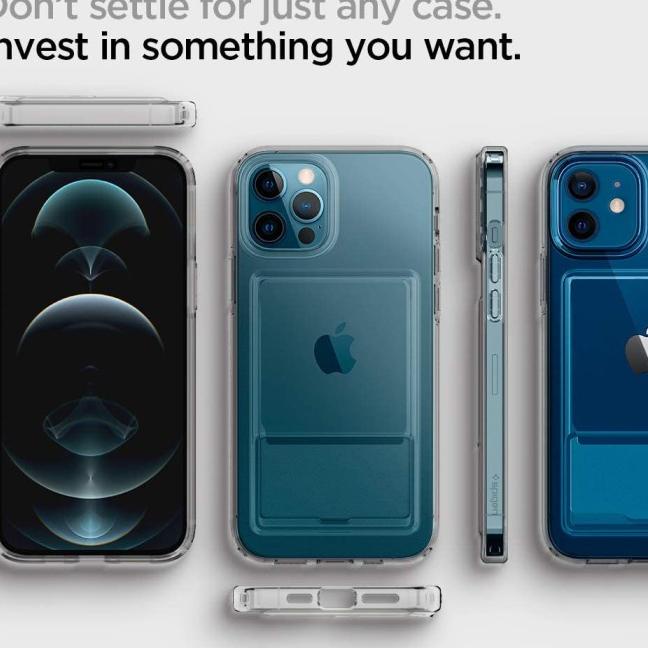 Case iPhone 12 Pro Max 12 Mini Spigen Crystal Card Slot Clear Casing - 12 / 12 Pro, Clear