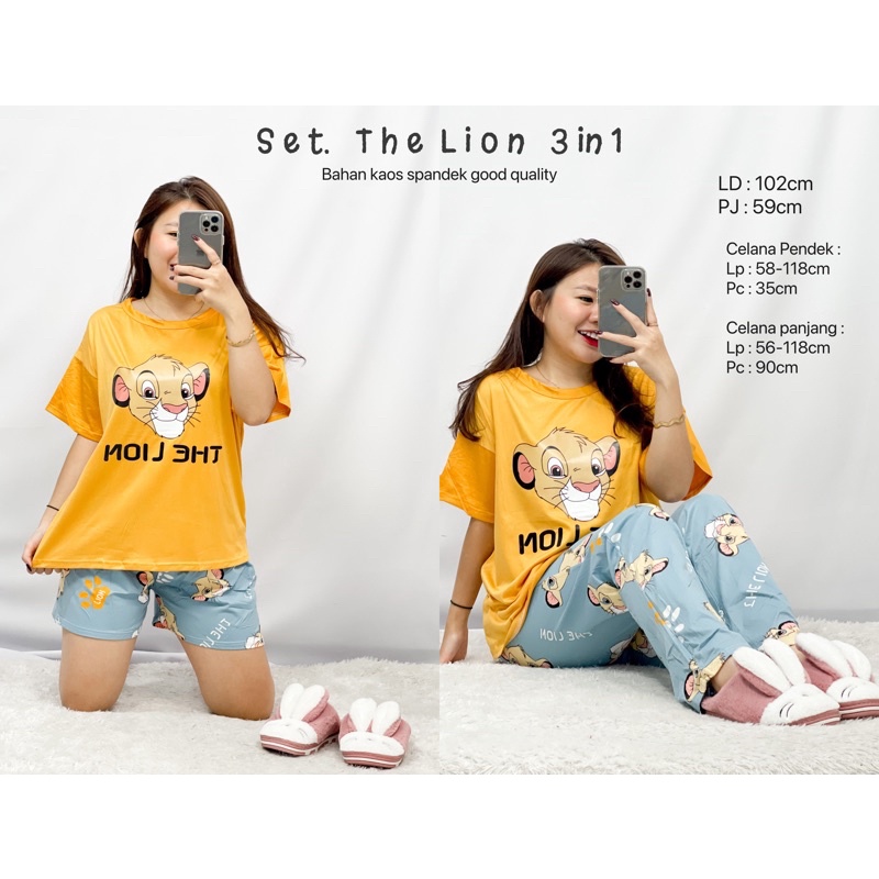 MDLV ~ BAJU TIDUR SET 3IN1 THE LION BAJU TIDUR IMPORT BEST SELLER PIYAMA DEWASA IMPORT