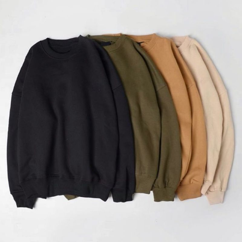 SWEATER BASIC POLOS OVERSIZE Beby Terry Premium Crewneck Polos Baju Atasan Unisex Pria Wanita Cewek 