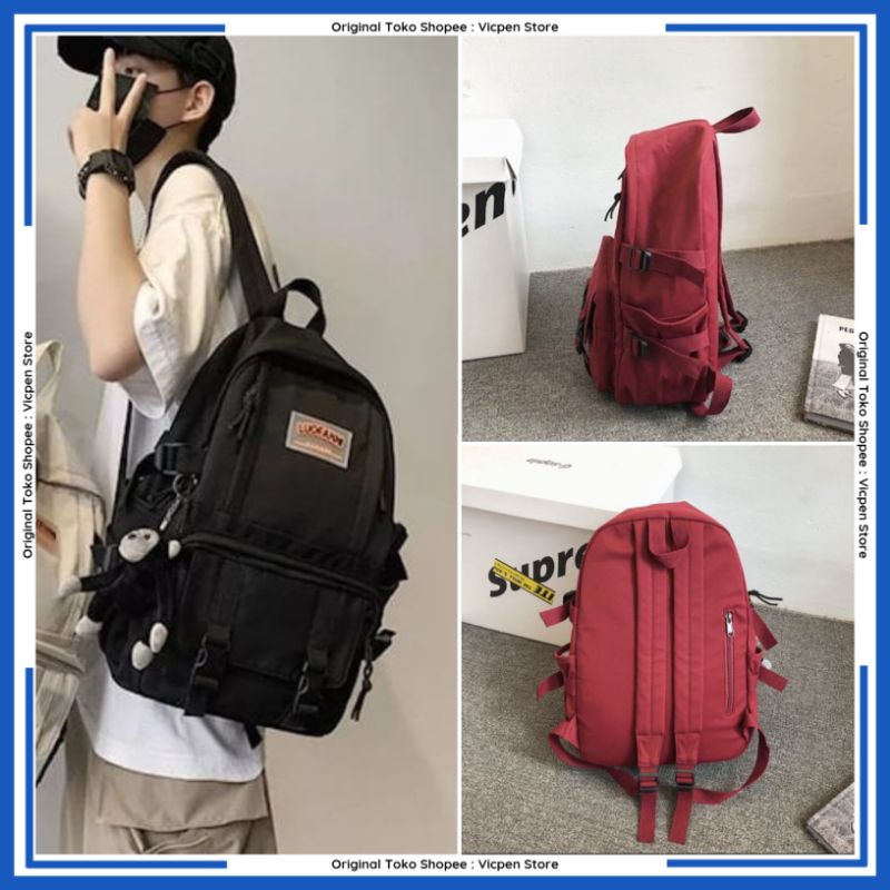 Tas Ransel Pria Wanita canvas Backpack Sekolah Tas Fashion Punggung