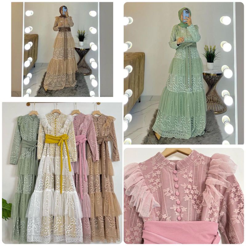 Adika Dress ,Dress Maxi,Dres kondangan papermea, gamis mewah, dress pesta, gamis brukat import, gami