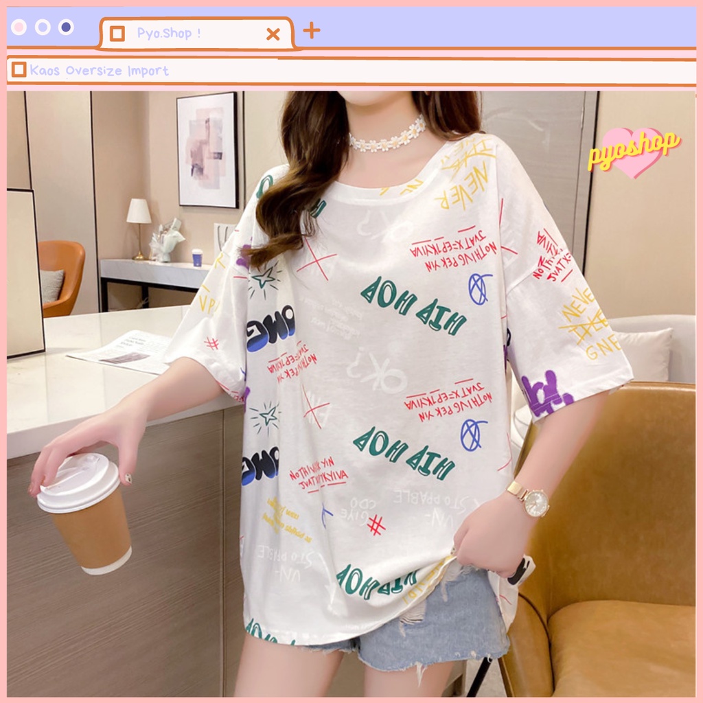Oversize Tee Kaos Import Longgar Motif Hip Hop