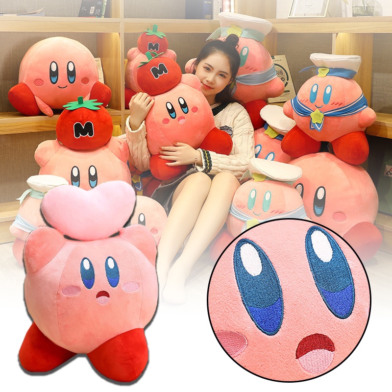 32cm Kirby Adventure Chef Strawberry Stuffed Plush Dolls Decor Bantal Mainan Anak