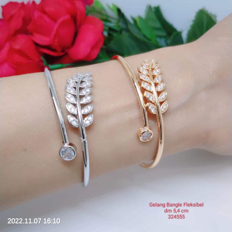 Gelang Bangle Fleksibel Titanium Tembaga Rodium Perhiasan Lapis Emas Terlaris Termurah