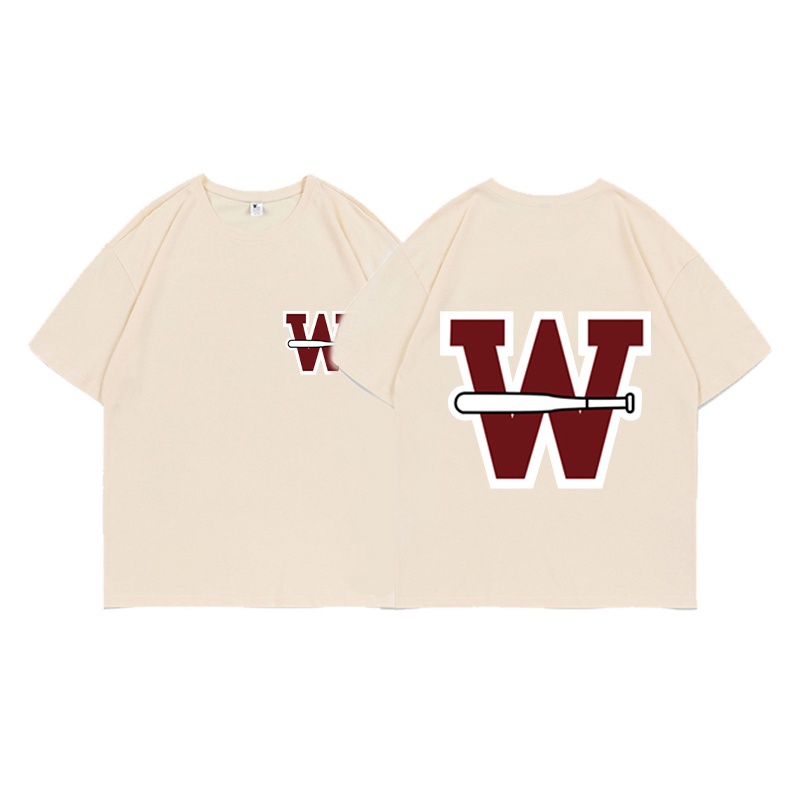 XIAOZHAINV Korean Style  Letter W Pattern Printing Kaos Wanita