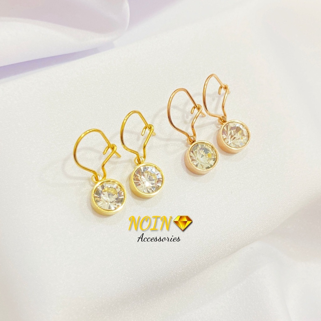 Anting Korea Wanita Titanium Anti Karat Polos Permata Earing Aksesoris Fashion Murah