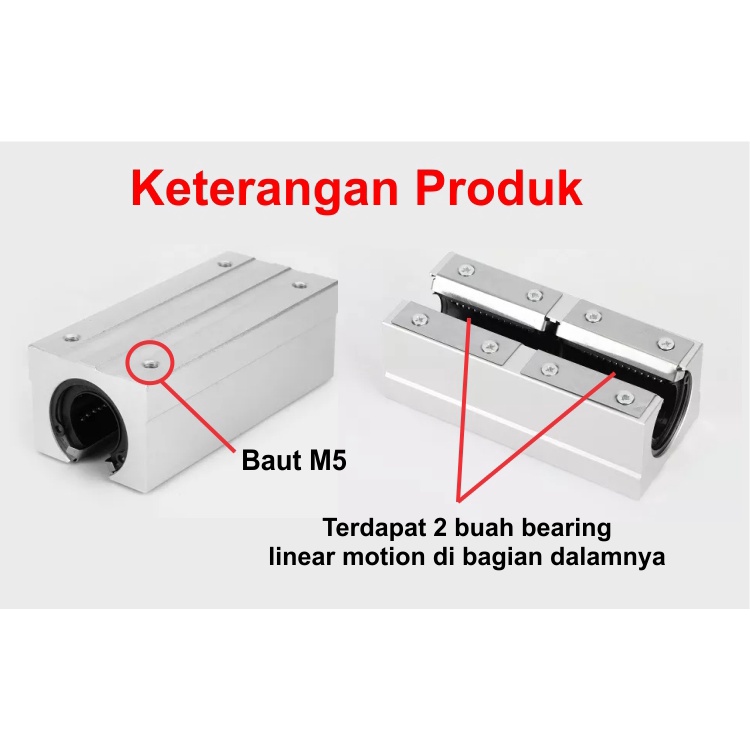 [HAEBOT] Linear Bearing Block SBR SBRLUU 12 16 20 25 30 mm CNC Motion Slide Mekanik Klaker Dudukan Bushing Slider Panjang