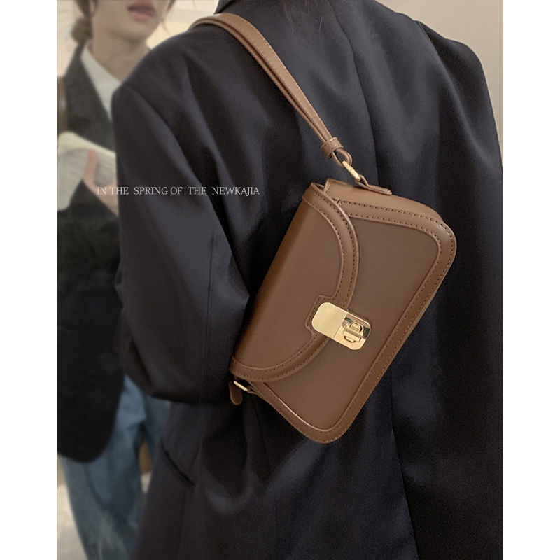 Suhao niche tekstur tas ketiak wanita 2022 baru trendi fashion retro tas pelana all-match in one-shoulder messenger bag