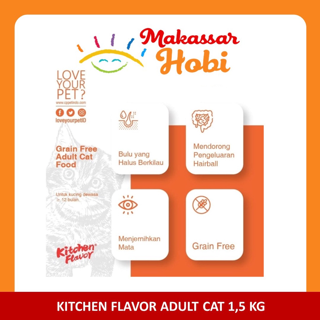 Kitchen Flavor Grain Free Adult 1.5kg 1.5 kg Makanan Kucing Cat Food