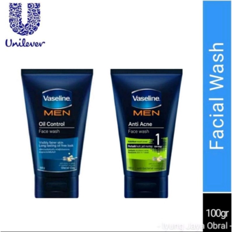 [ESTI KOMESTIK] VASELINE MEN FACE WASH HEALTY BRIGHT/OIL CONTROL/ACNE 100 G