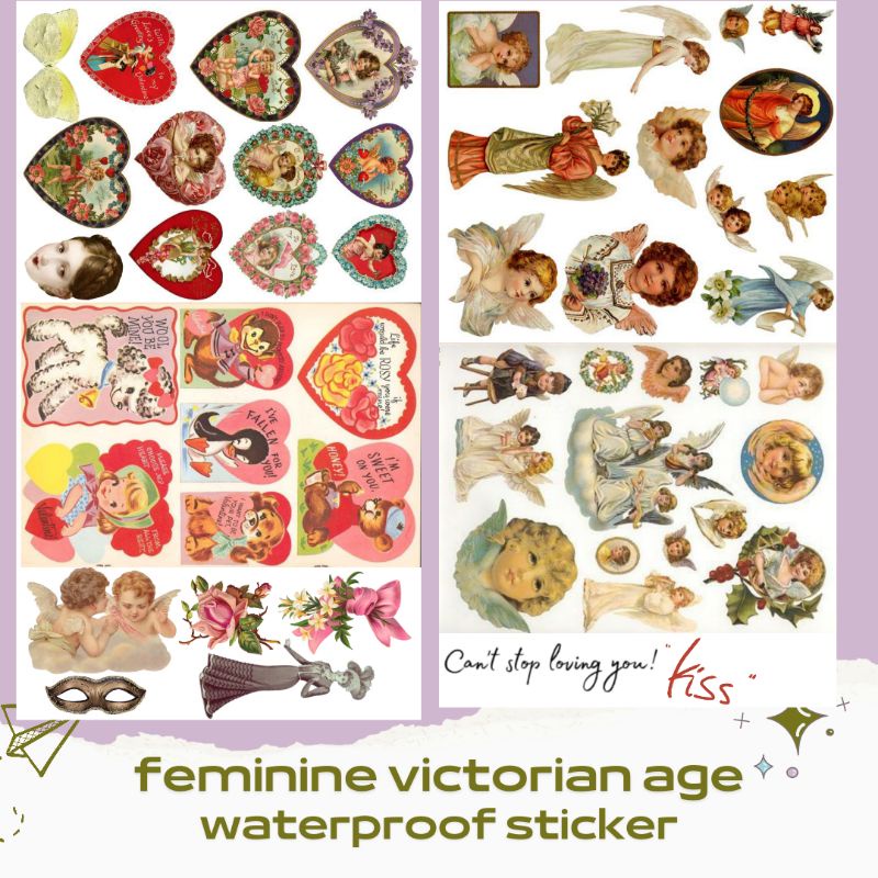 

VICTORIAN FEMININ WATERPROOF STICKER VINTAGE REGETEN SOFT PINTEREST STIKER ISI 50 BUAH 4 LEMBAR KECIL UNTUK LAPTOP HP NOTEBOOK JURNAL
