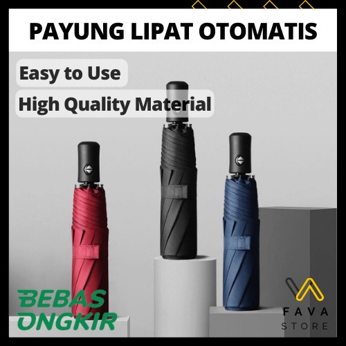Umbrella Payung Lipat Otomatis / Payung Lipat Polos Hitam Navy Merah