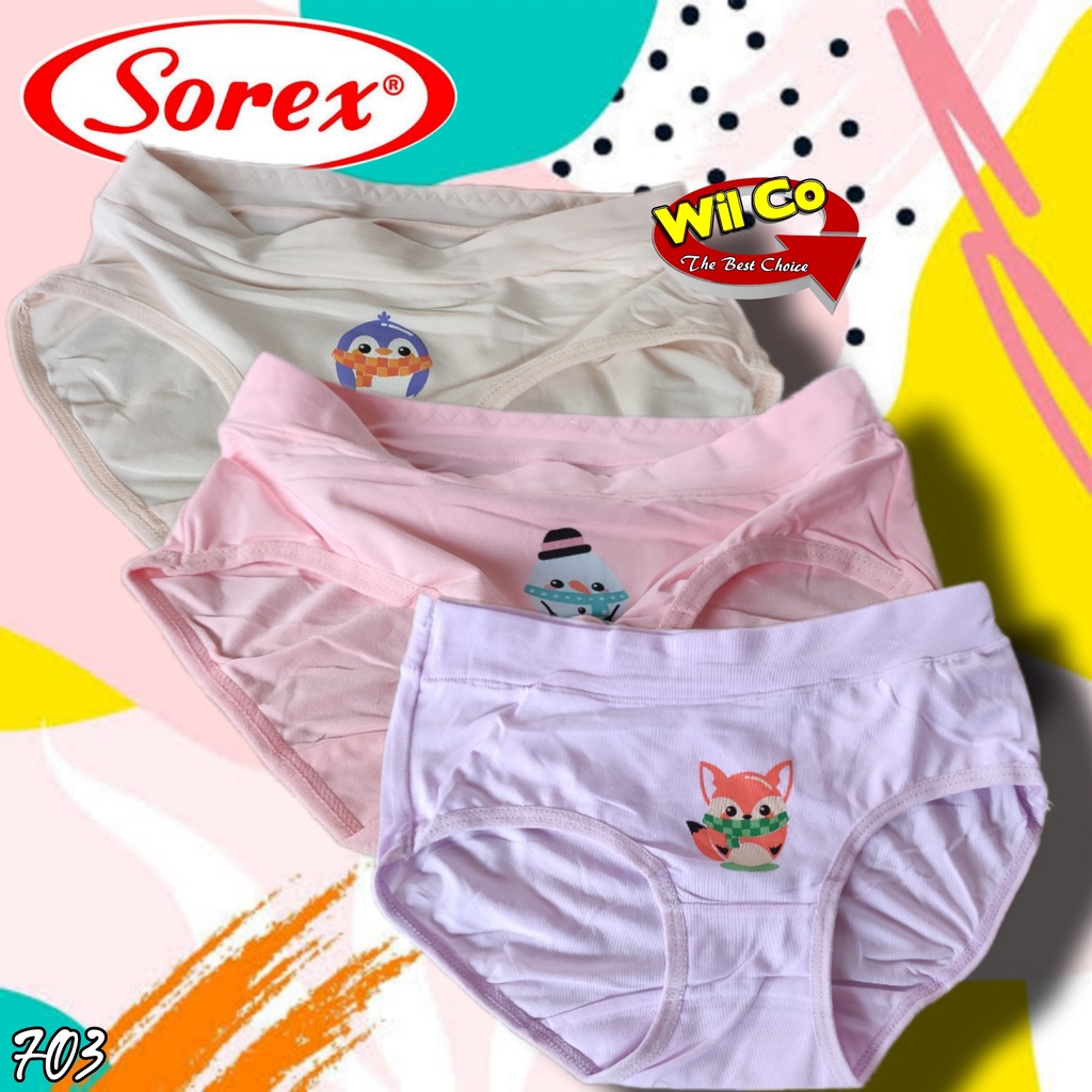 K703T - (HARGA PER 3 PCS) CELANA DALAM ANAK PEREMPUAN SOREX USIA 2 - 9 TH