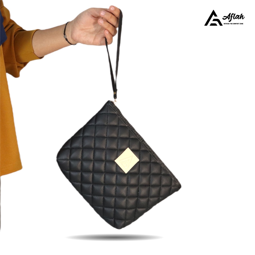 AFLAH - Clutch Wanita Super Premium Full Bordir T01 - Hitam
